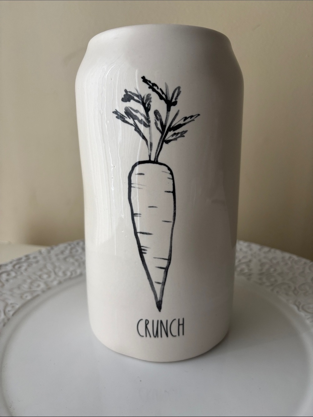 Rae Dunn White Ceramic 'Crunch' Carrot Canister